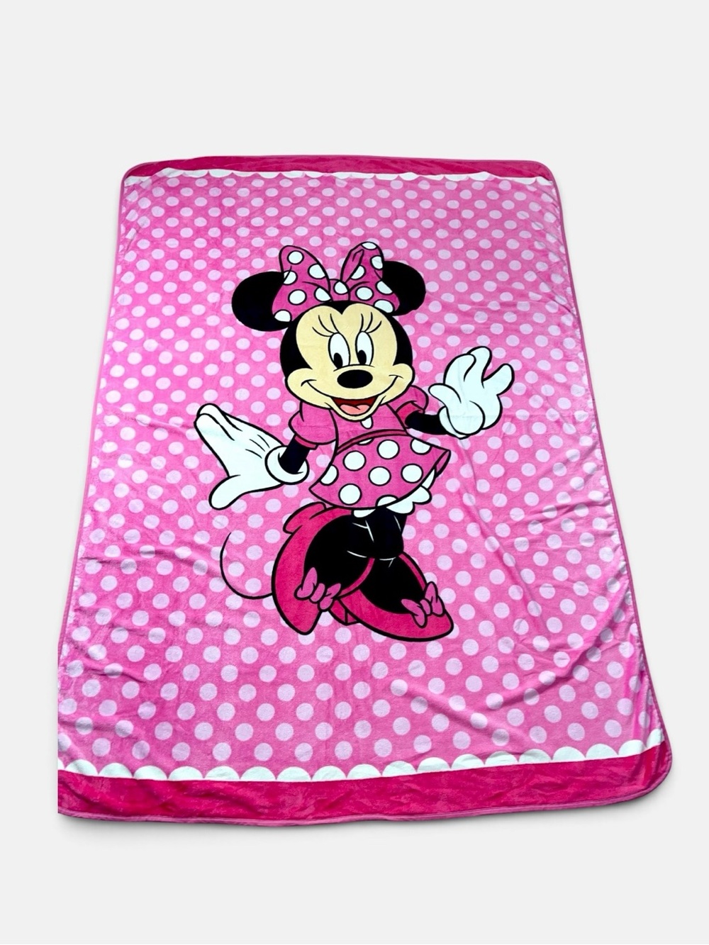 LARGE Minnie Mouse Pink Polka Dot Throw Blanket